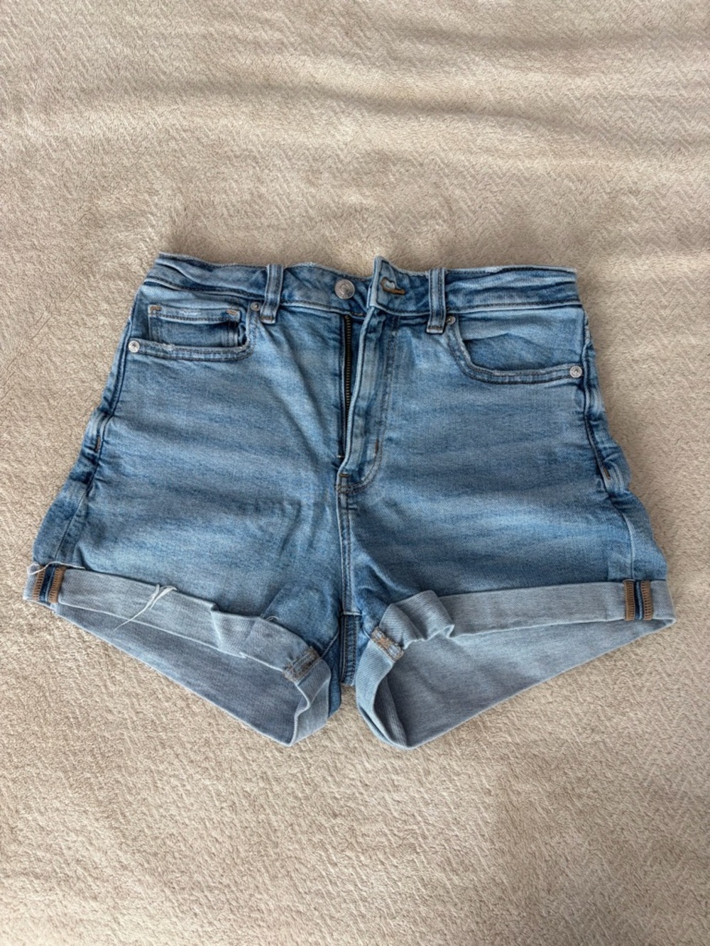 American Eagle Outfitters Light Blue Rolled Hem Denim Shorts